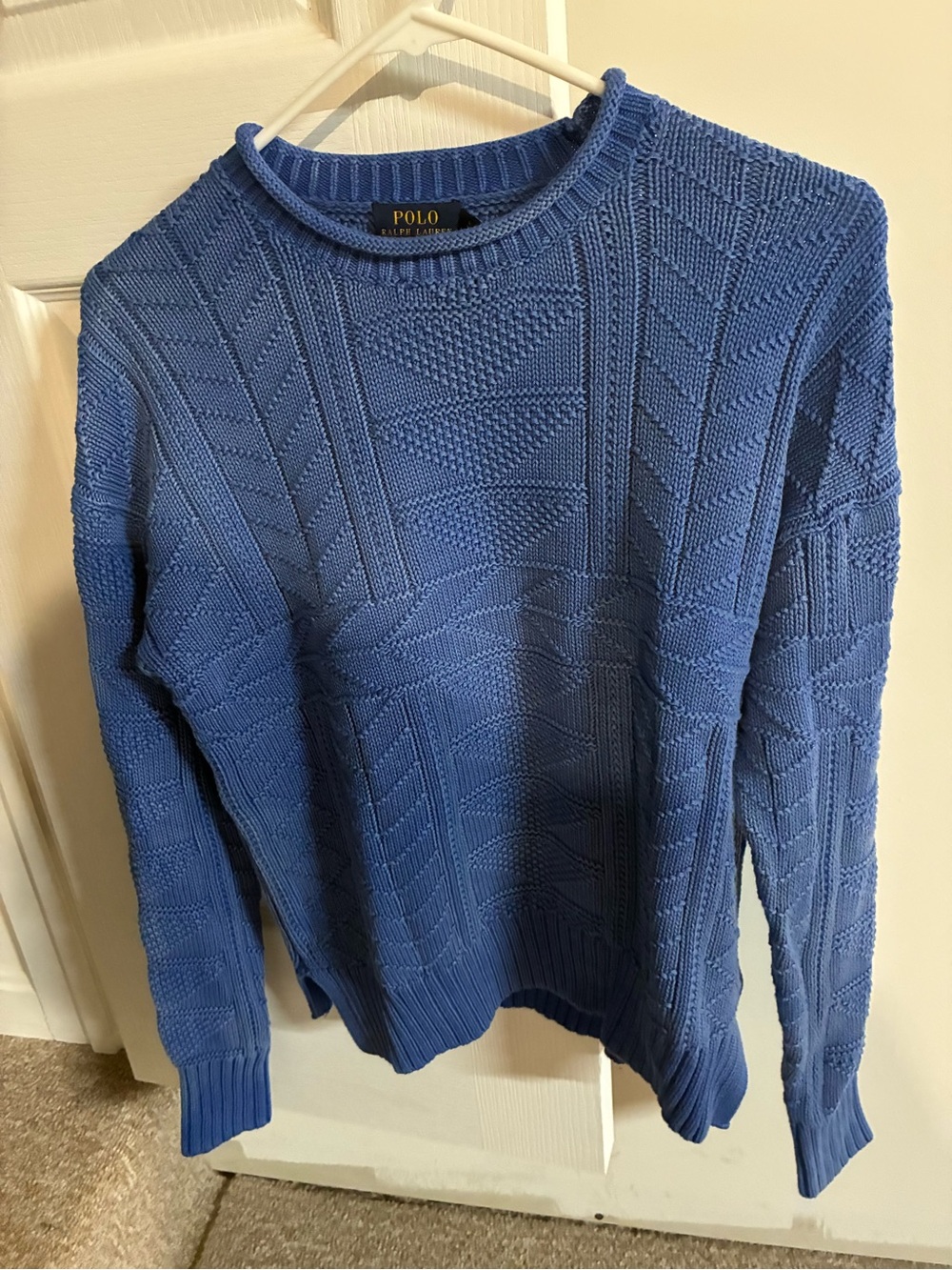 Ralph Lauren Blue Textured Crewneck Sweater